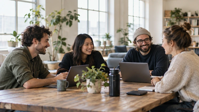 Des entrepreneurs échangent autour de leurs projets